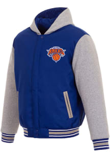 New York Knicks Mens Blue Reversible Hooded Heavyweight Jacket