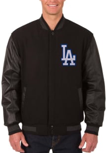 Los Angeles Dodgers Mens Black Reversible Wool Leather Heavyweight Jacket