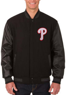 Philadelphia Phillies Mens Black Reversible Wool Leather Heavyweight Jacket