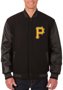 Pittsburgh Pirates Mens Black Reversible Wool Leather Heavyweight Jacket