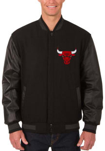 Chicago Bulls Mens Black Reversible Wool Leather Heavyweight Jacket