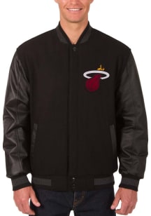 Miami Heat Mens Black Reversible Wool Leather Heavyweight Jacket
