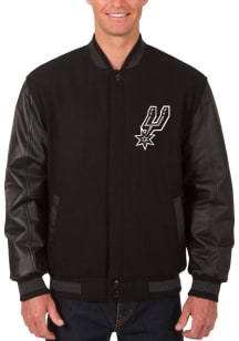 San Antonio Spurs Mens Black Reversible Wool Leather Heavyweight Jacket