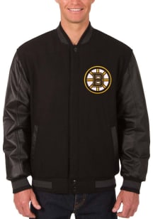 Boston Bruins Mens Black Reversible Wool Leather Heavyweight Jacket