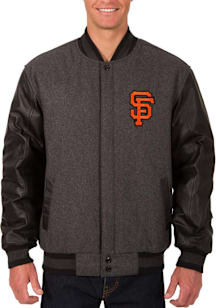 Mens San Francisco Giants Reversible Wool Leather Heavyweight Jacket - Grey