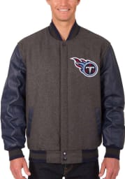 Tennessee Titans Mens Grey Reversible Wool Leather Heavyweight Jacket