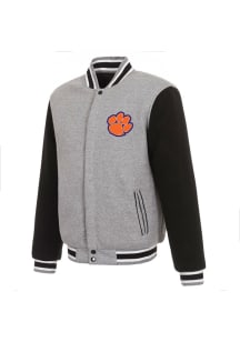 Clemson Tigers Mens Grey Reversible Fleece Medium Weight Jacket
