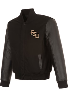 Florida State Seminoles Mens Black Reversible Wool and Leather Heavyweight Jacket