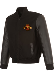 Iowa State Cyclones Mens Black Reversible Wool and Leather Heavyweight Jacket
