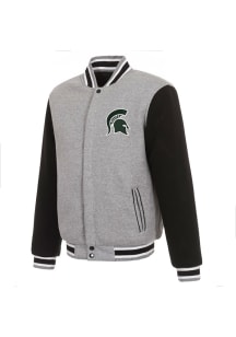 Michigan State Spartans Mens Grey Reversible Fleece Medium Weight Jacket