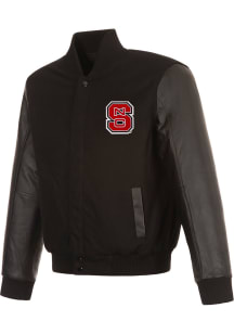 NC State Wolfpack Mens Black Reversible Wool and Leather Heavyweight Jacket