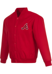 Atlanta Braves Mens Red Poly Twill Medium Weight Jacket