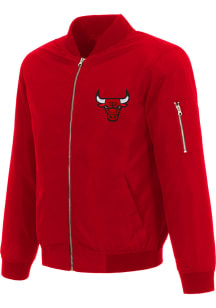 Chicago Bulls Mens Red Nylon Bomber Light Weight Jacket