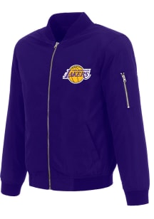 Los Angeles Lakers Mens Purple Nylon Bomber Light Weight Jacket