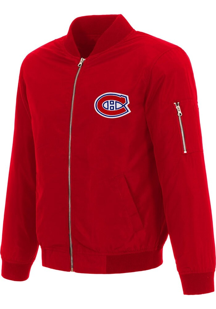 Montreal Canadiens Mens Nylon Bomber Red Light Weight Jacket
