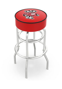 Black Wisconsin Badgers Mascot Double-Ring Swivel Pub Stool