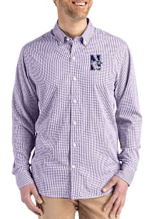 Mens Northwestern Wildcats Purple Cutter and Buck Skyline Long Sleeve Dress Shirt