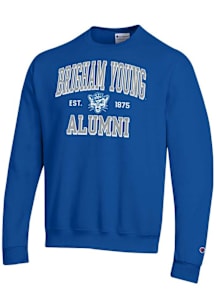 Champion BYU Cougars Mens Blue Est Alumni Powerblend Long Sleeve Crew Sweatshirt