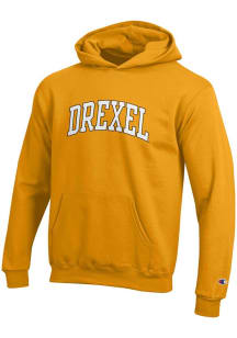Youth Drexel Dragons Gold Champion Wordmark Long Sleeve Hooded Sweatshirt