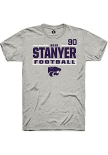 Brad Stanyer Rally Mens Ash K-State Wildcats NIL Stacked Box Player T Shirt