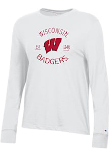 Champion Wisconsin Badgers Womens White Core LS Tee