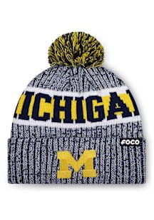 Forever Collectibles Michigan Wolverines Navy Blue Wordmark Heather Light Up Beanie Mens Knit Hat