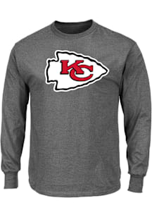 Kansas City Chiefs Mens Charcoal Primary Logo Big and Tall Long Sleeve T-Shirt