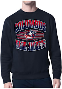 Starter Columbus Blue Jackets Mens Navy Blue Grit Long Sleeve Crew Sweatshirt