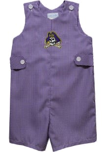 Vive La Fete East Carolina Pirates Baby Purple Gingham Overalls