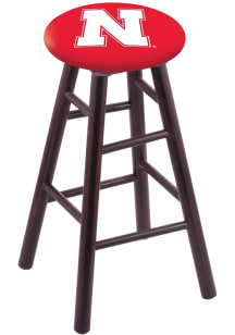 Brown Nebraska Cornhuskers Round Cushion Maple Pub Stool