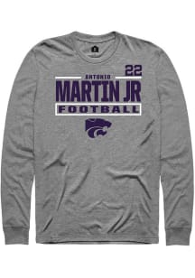 Antonio Martin Jr Mens Graphite K-State Wildcats NIL Stacked Box Long Sleeve Player T Shirt