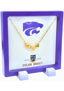 Gold Letters and Heart K-State Wildcats Womens Necklace - Purple