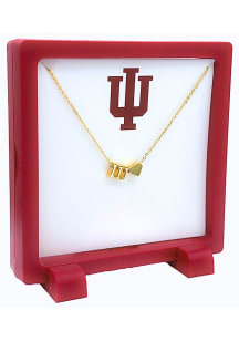 Gold Letters and Heart Indiana Hoosiers Womens Necklace - Crimson