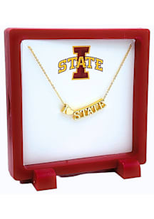 Iowa State Cyclones Gold Letters and Heart Necklace