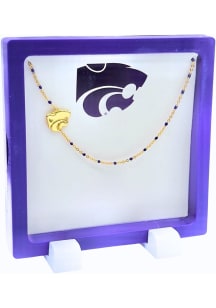 Gold Side Set Logo K-State Wildcats Womens Necklace - Purple