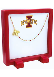 Iowa State Cyclones Gold Side Set Logo Necklace
