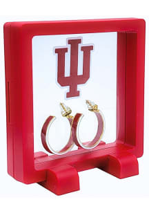 Gold Block Color Hoop Indiana Hoosiers Womens Earrings - Crimson