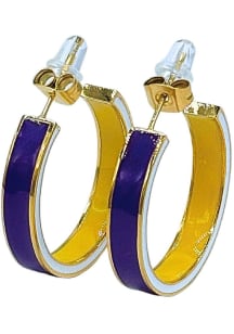 LSU Tigers Gold Block Color Hoop Womens Earrings