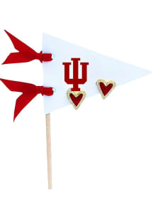 Gold Star and Huggie Indiana Hoosiers Womens Earrings - Crimson