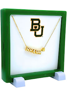 Baylor Bears Gold Letters and Heart Necklace