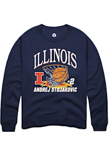 Andrej Stojakovic Illinois Fighting Illini Mens Navy Blue NIL Name Number Net Player Crew