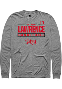 Jamarques Lawrence Nebraska Cornhuskers Graphite NIL Stacked Box Long Sleeve Player T Shirt