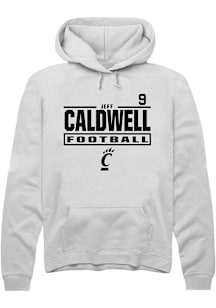 Jeff Caldwell Cincinnati Bearcats Mens White Football NIL Stacked Box Player Hood