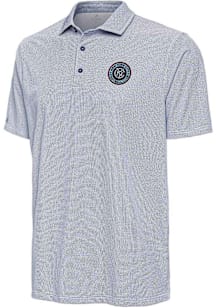 Antigua New York City FC Mens Navy Blue Pave Short Sleeve Polo