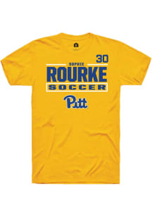 Sophie Rourke Rally Mens Gold Pitt Panthers NIL Stacked Box Player T Shirt