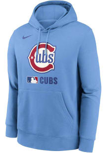 Nike Chicago Cubs Mens Light Blue Alt Logo Club Fleece Long Sleeve Hoodie