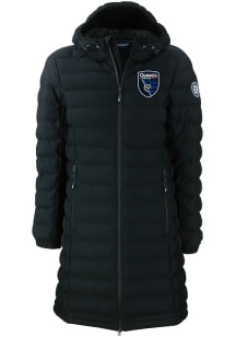 Cutter and Buck San Jose Earthquakes Womens Black Mission Ridge Repreve Long Heavy Weight Jacket