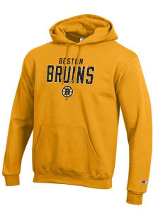 Champion Boston Bruins Mens Gold Stacked Team Logo Powerblend Long Sleeve Hoodie
