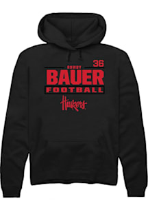 Rowdy Bauer Nebraska Cornhuskers Mens Black Football NIL Stacked Box Player Hood