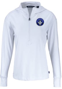 Cutter and Buck Montreal Impact Womens White Daybreak Hood Qtr Zip
